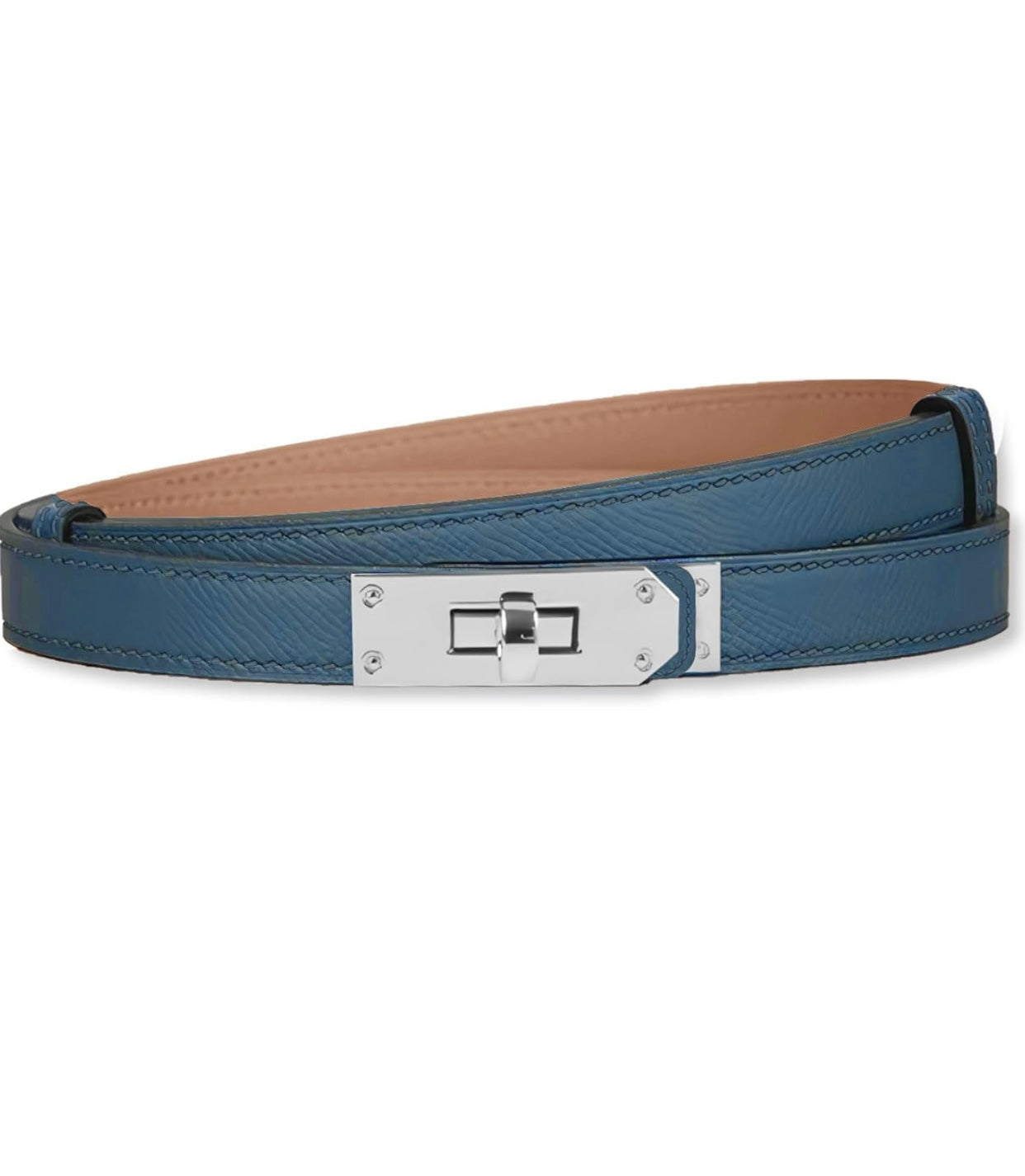 Classic clasp belt - Navy and Silver