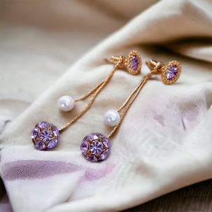 Purple diamanté earring