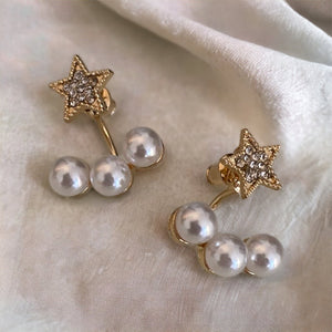 Pearl stud star earrings